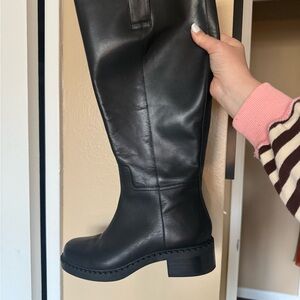 Black Leather Knee-High Boots